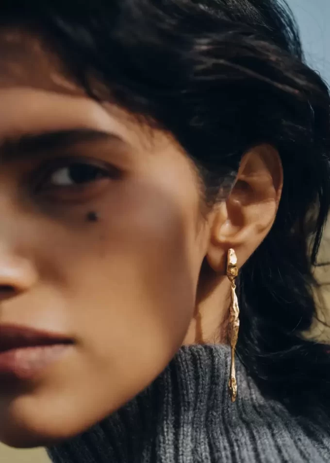 Boucles d&rsquo;oreilles pendantes Eroz, édition dorée