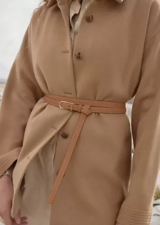 Ceinture fine Umi Edition Camel texturé